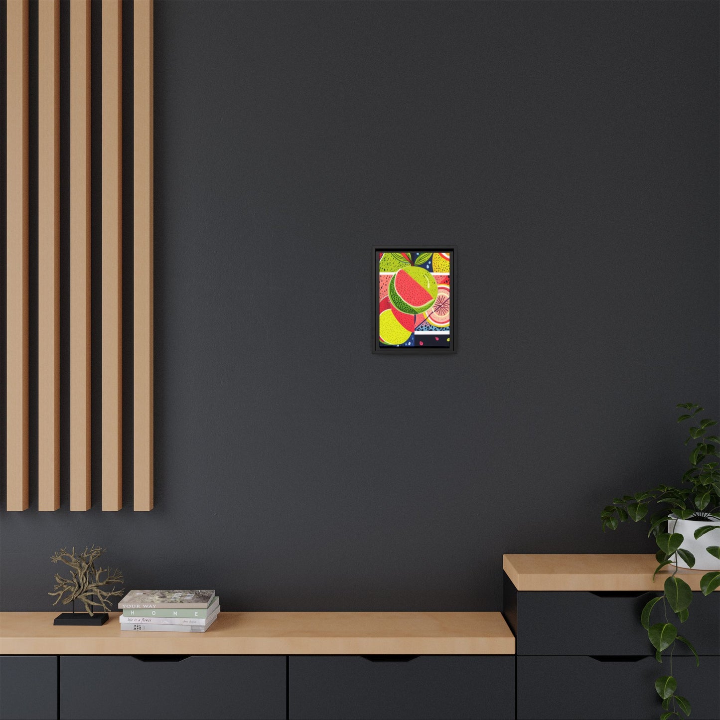 Framed Matte Canvas - Vibrant Fruits Abstract Artwork