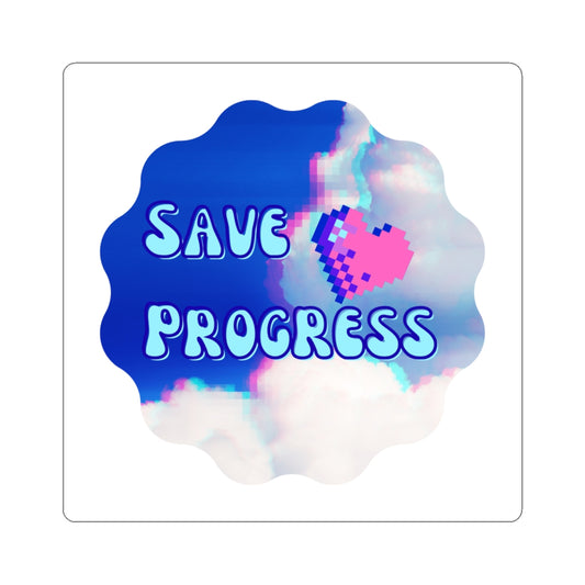 Retro Pixel Art 'Save Progress' Kiss-Cut Sticker