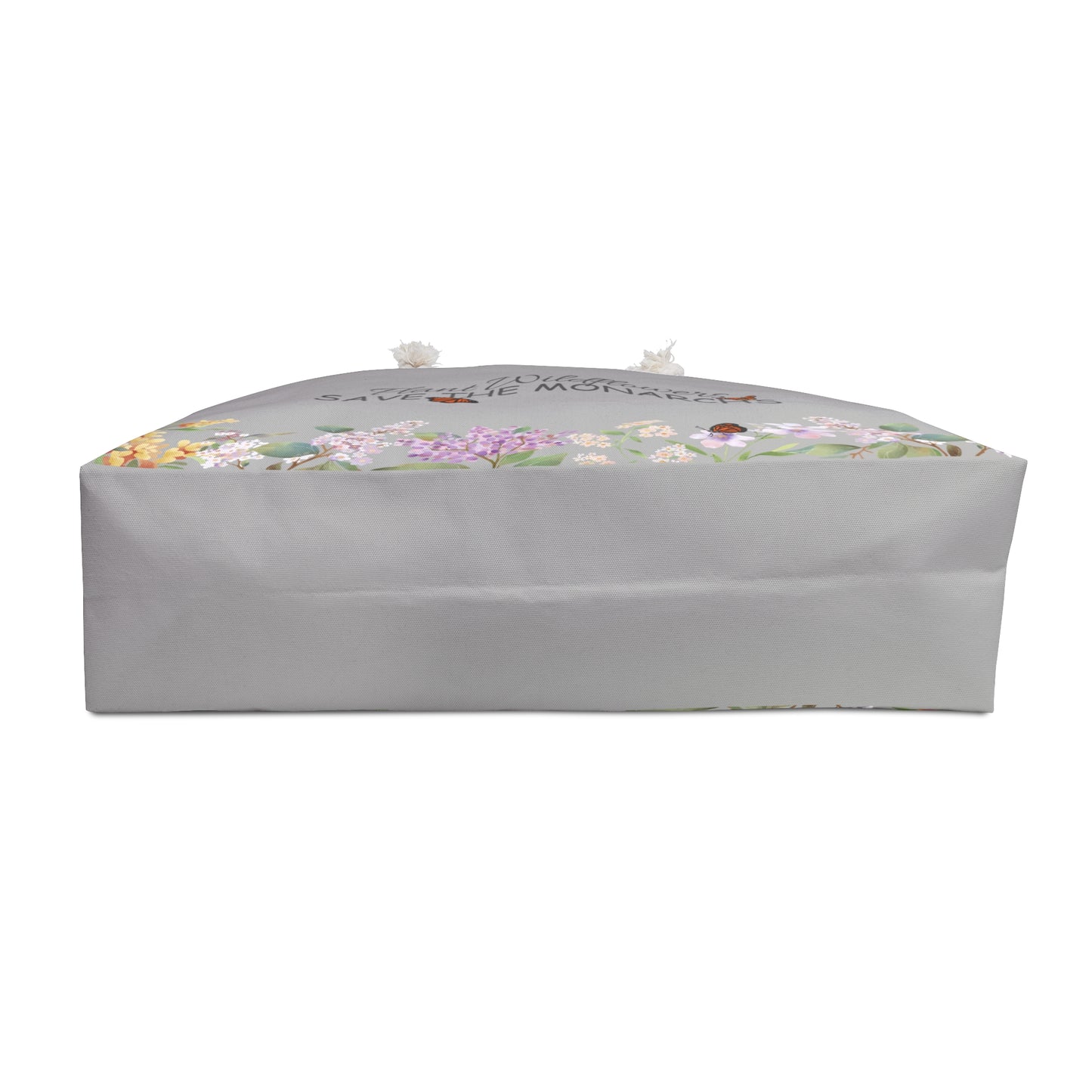 Gray Weekender Bag Floral & Butterfly Design