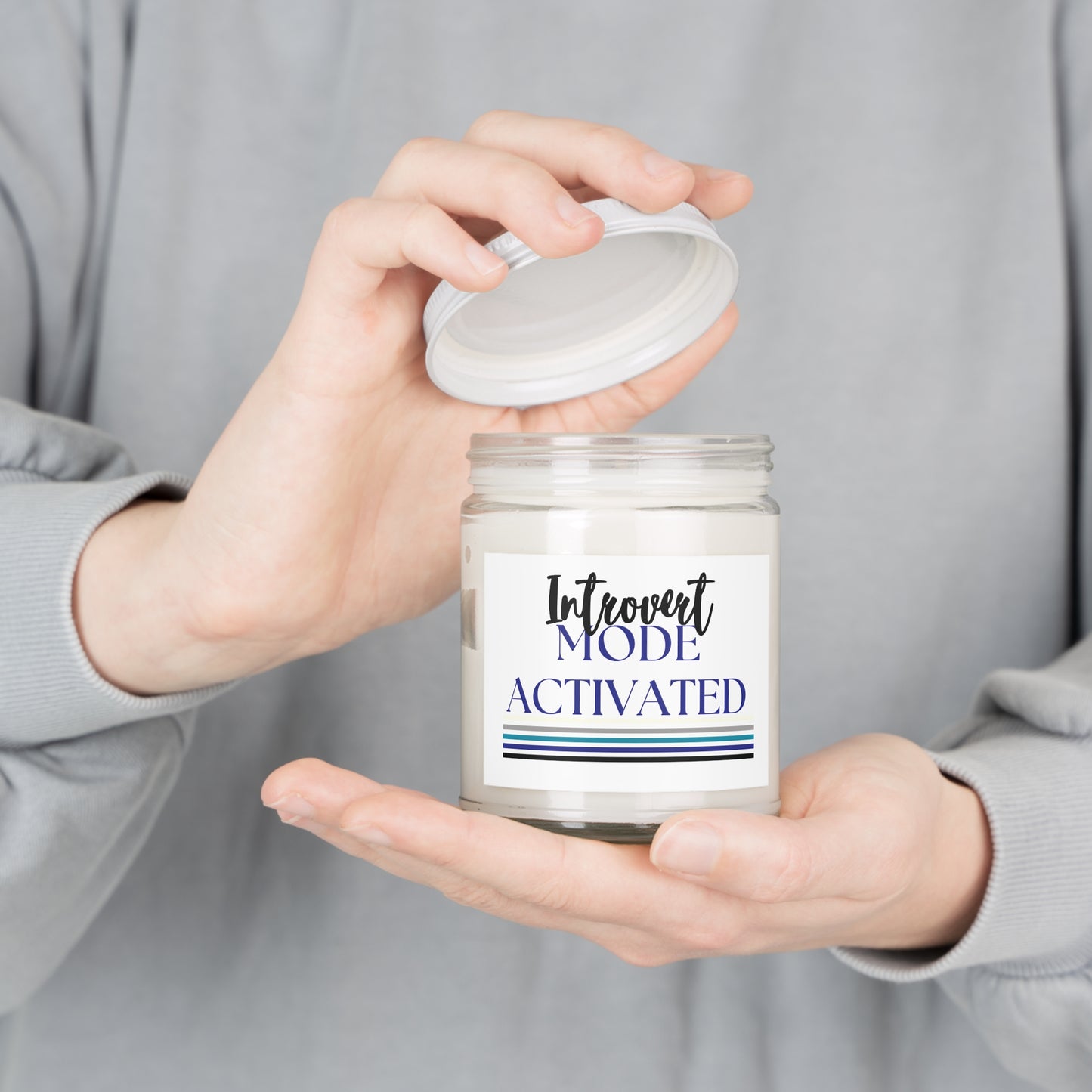 White Non-toxic Natural Soy Candle 'Introvert Mode Activated'