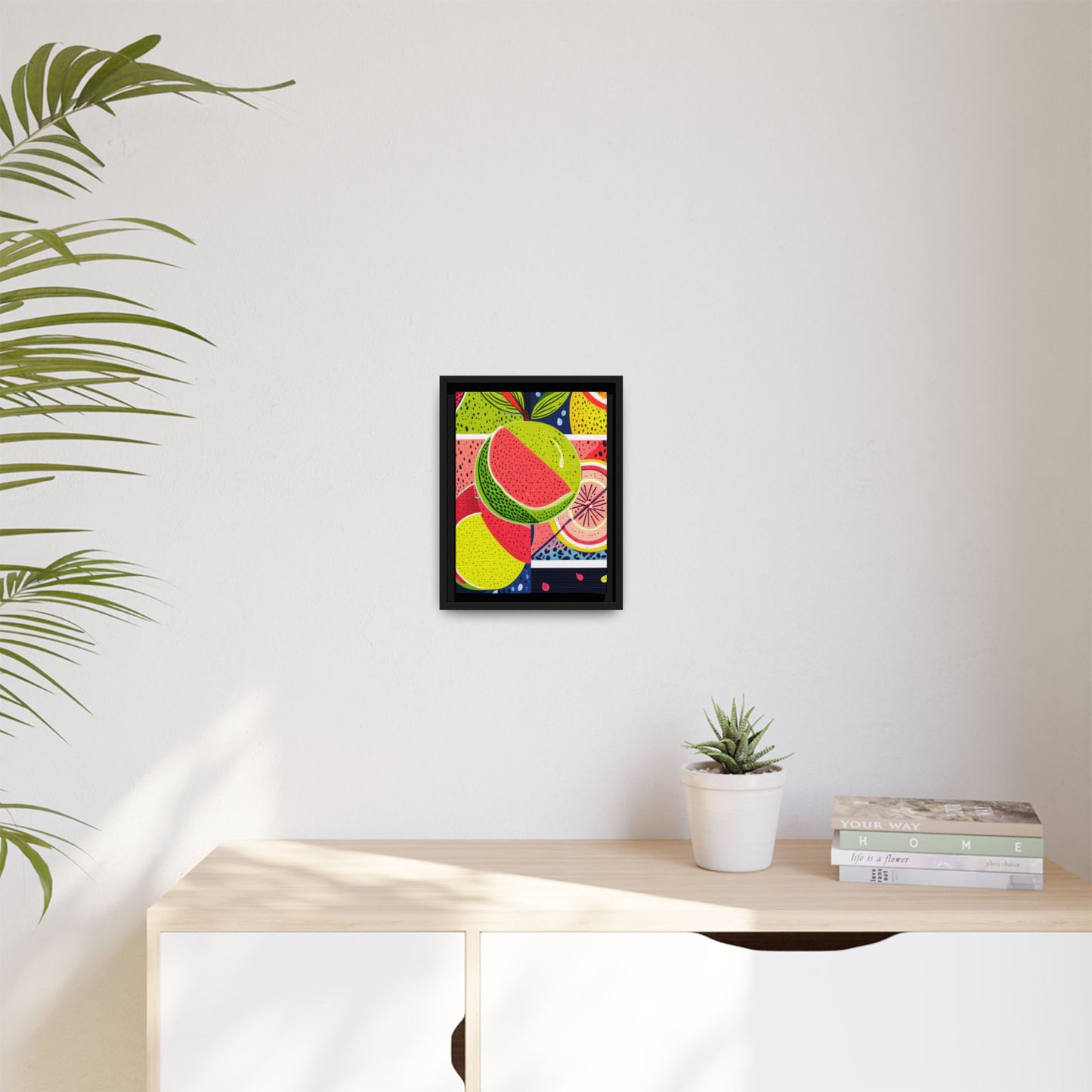 Framed Matte Canvas - Vibrant Fruits Abstract Artwork