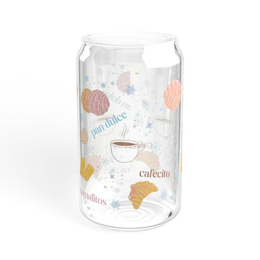 Cafecito & Pan Dulce 16oz Sipper Glass - Coffee & Pastry Lover Drinkware