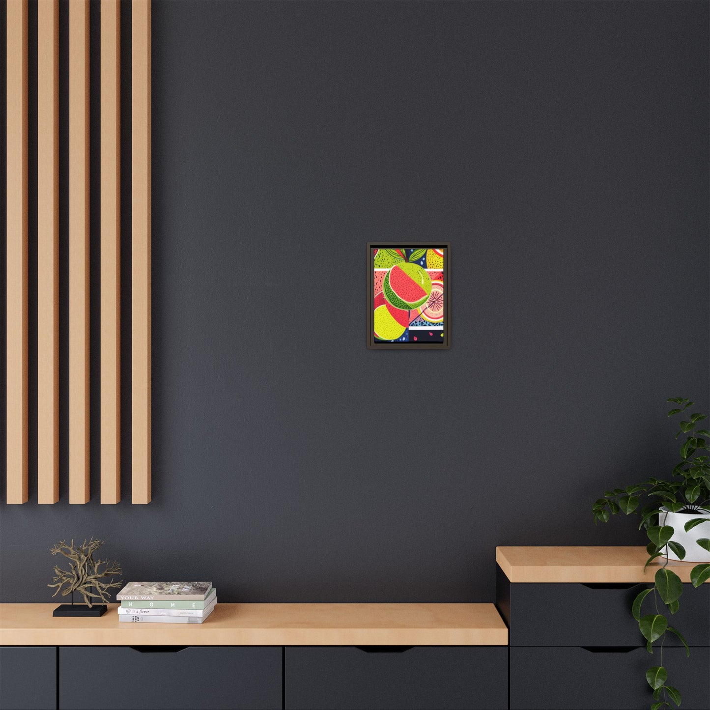 Framed Matte Canvas - Vibrant Fruits Abstract Artwork