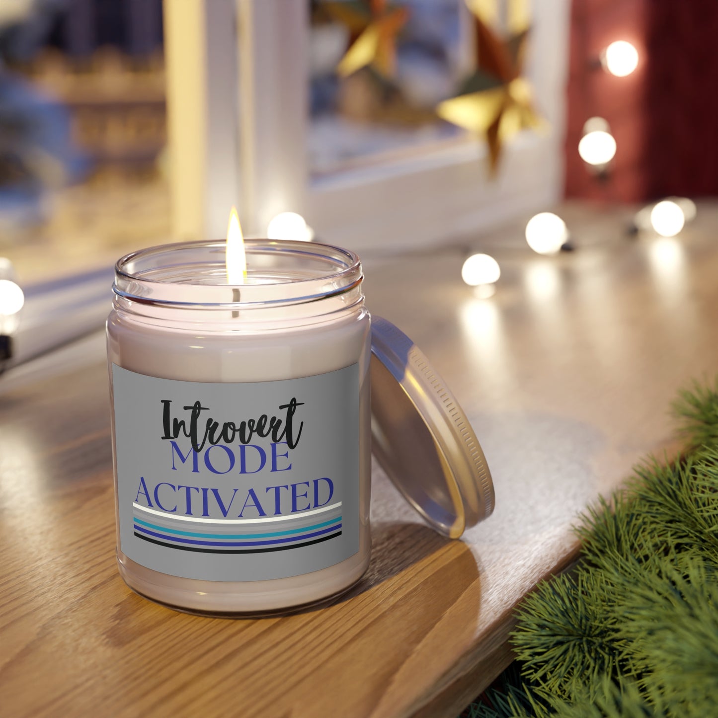 Gray Non-toxic Natural Soy Candle 'Introvert Mode Activated'