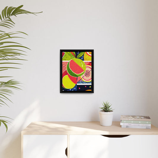 Framed Matte Canvas - Vibrant Fruits Abstract Artwork