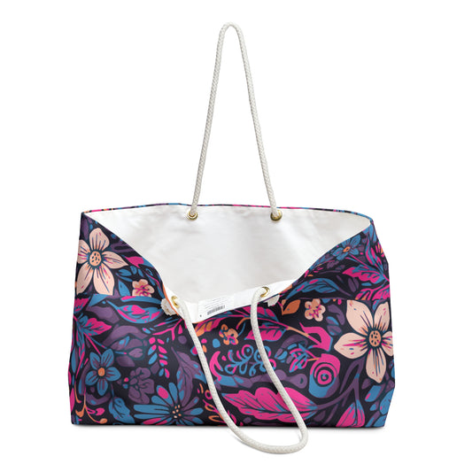 Retro Floral Design Weekender Bag
