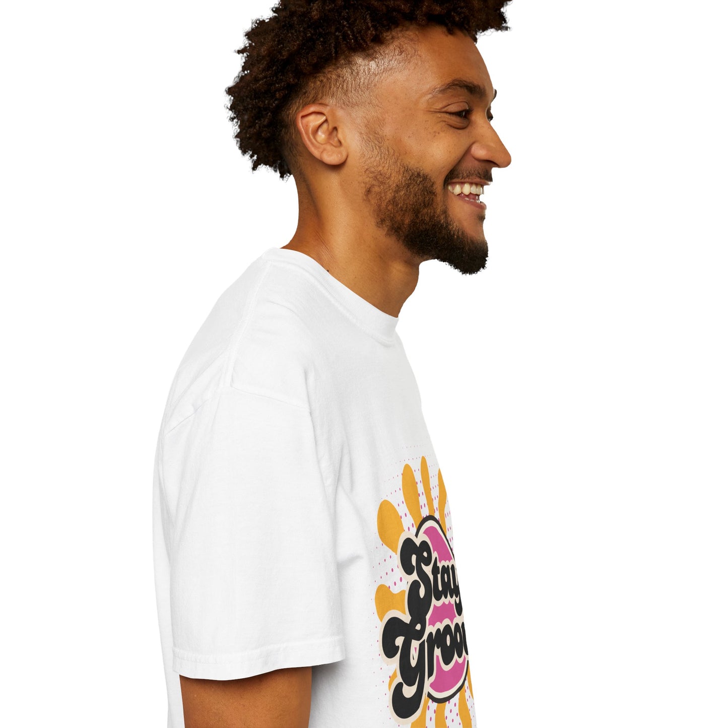 100% Cotton White Retro Style 'Stay Groovy' T-shirt