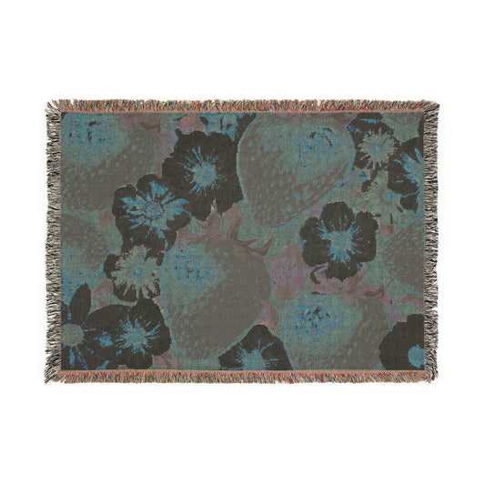 100% Cotton Woven Blanket - Floral Strawberries Design