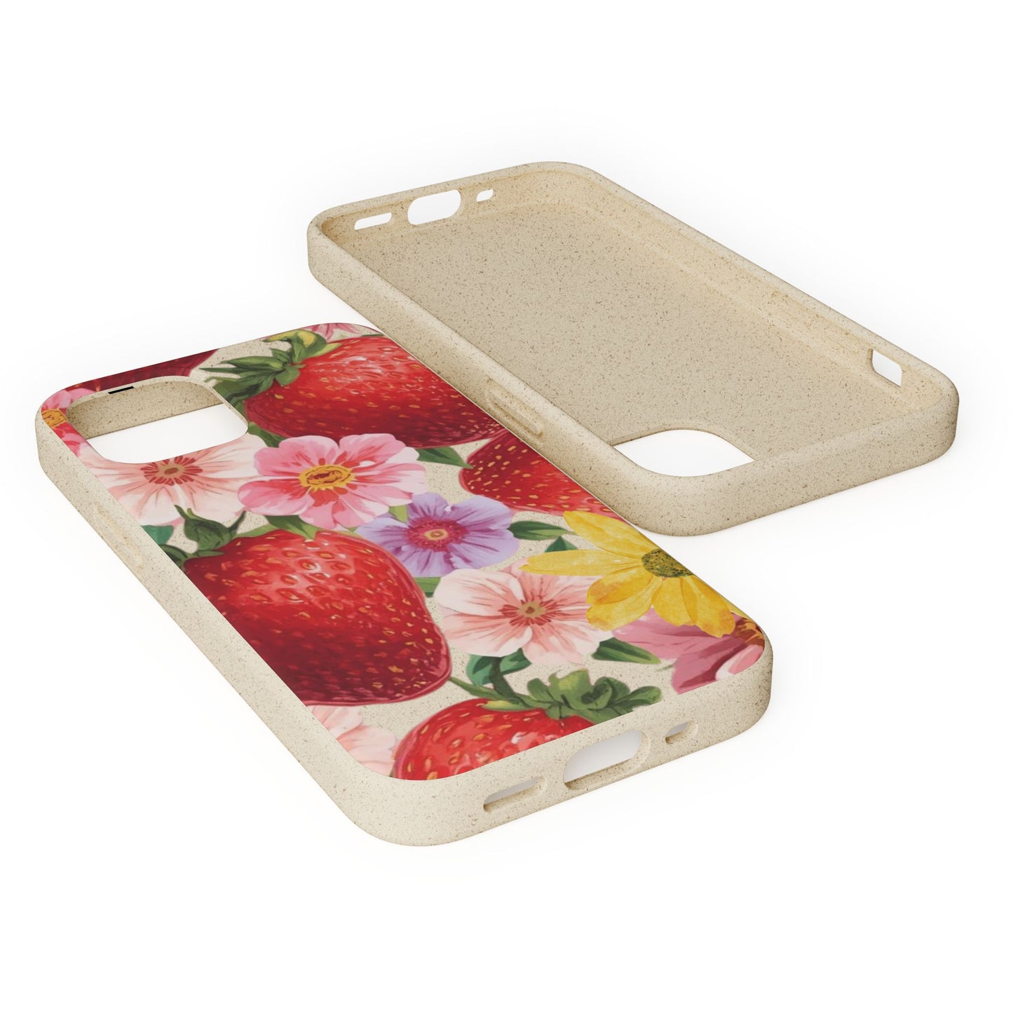 Biodegradable Phone Case - Floral Strawberries Design