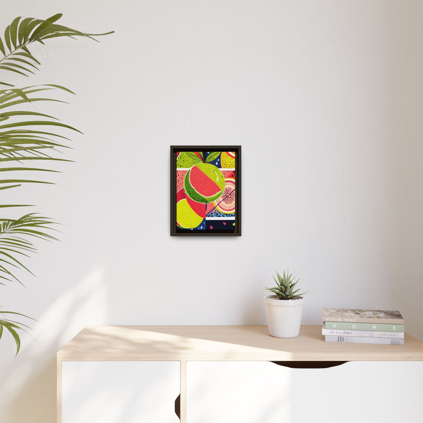 Framed Matte Canvas - Vibrant Fruits Abstract Artwork