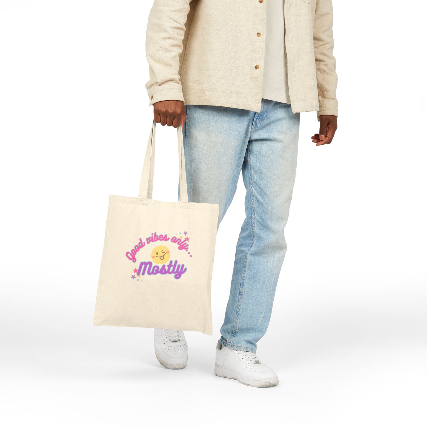 100% Cotton 'Good Vibes' Canvas Tote Bag