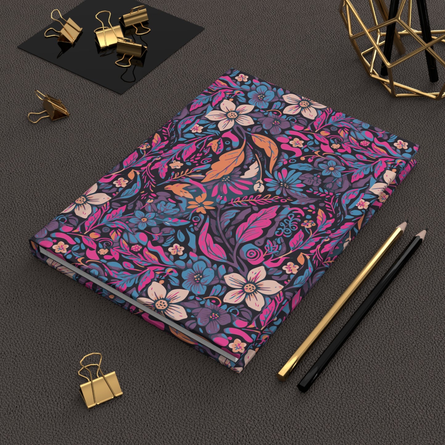 Hardcover Matte Journal - Retro Floral Design