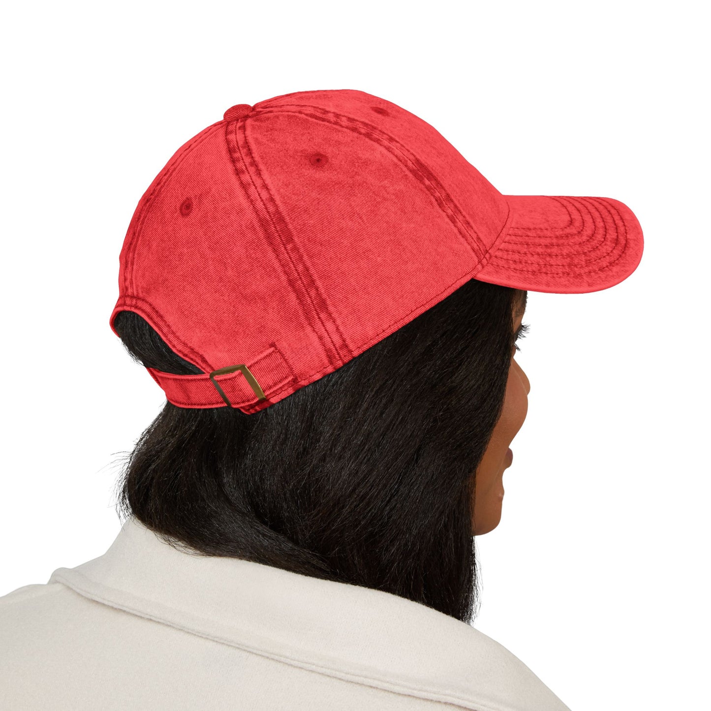 Embroidered Red Vintage Cap
