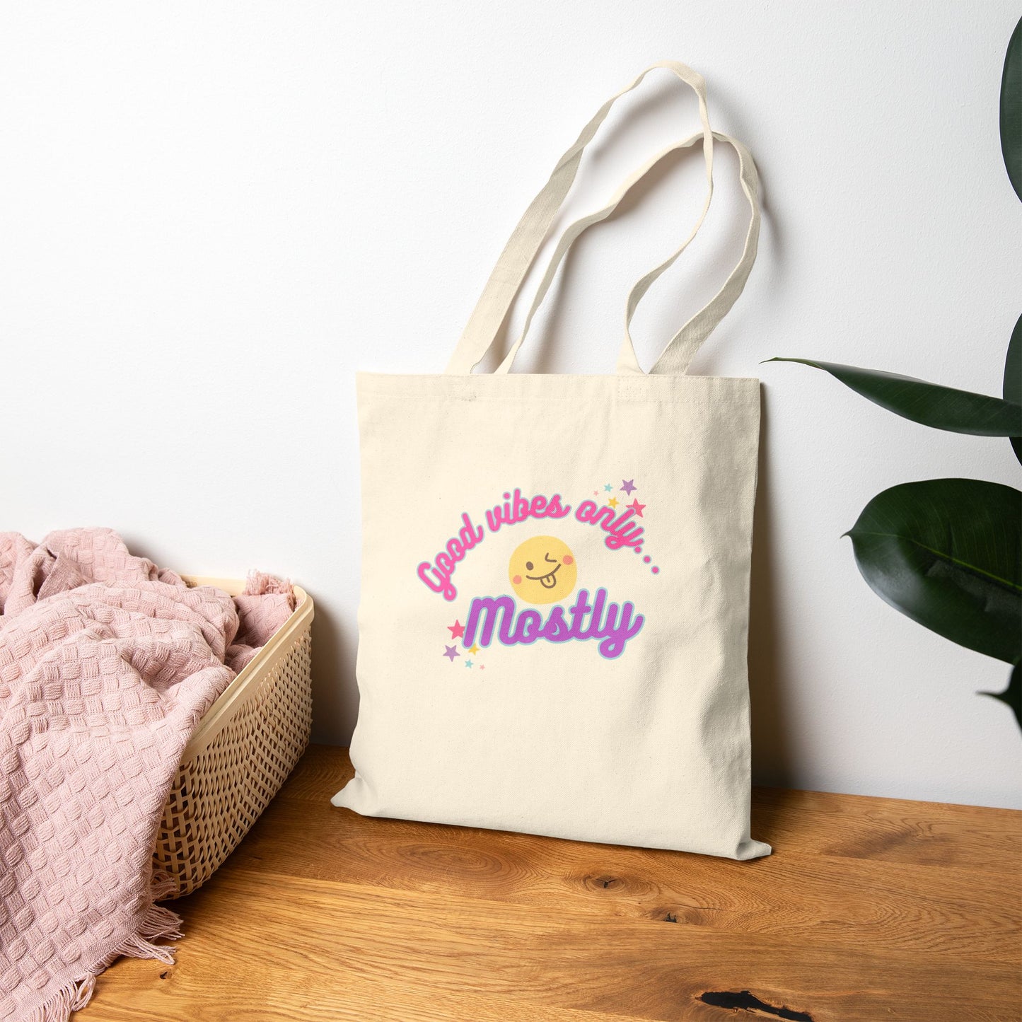 100% Cotton 'Good Vibes' Canvas Tote Bag
