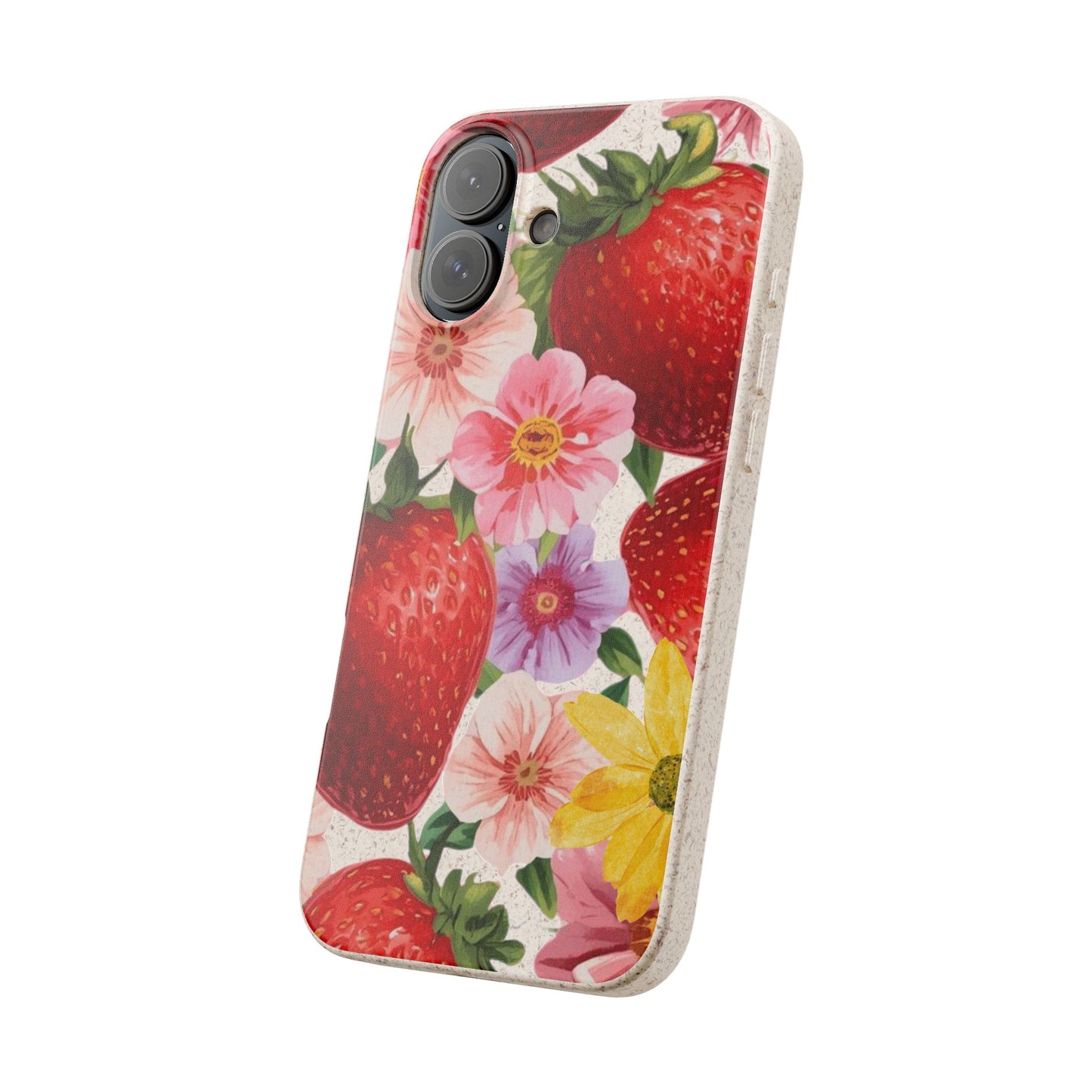Biodegradable Phone Case - Floral Strawberries Design