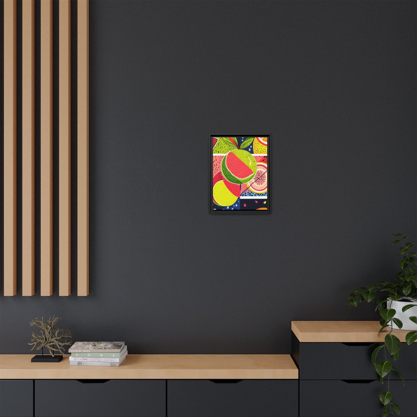 Framed Matte Canvas - Vibrant Fruits Abstract Artwork