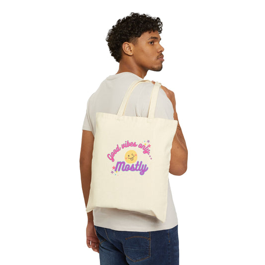 100% Cotton 'Good Vibes' Canvas Tote Bag