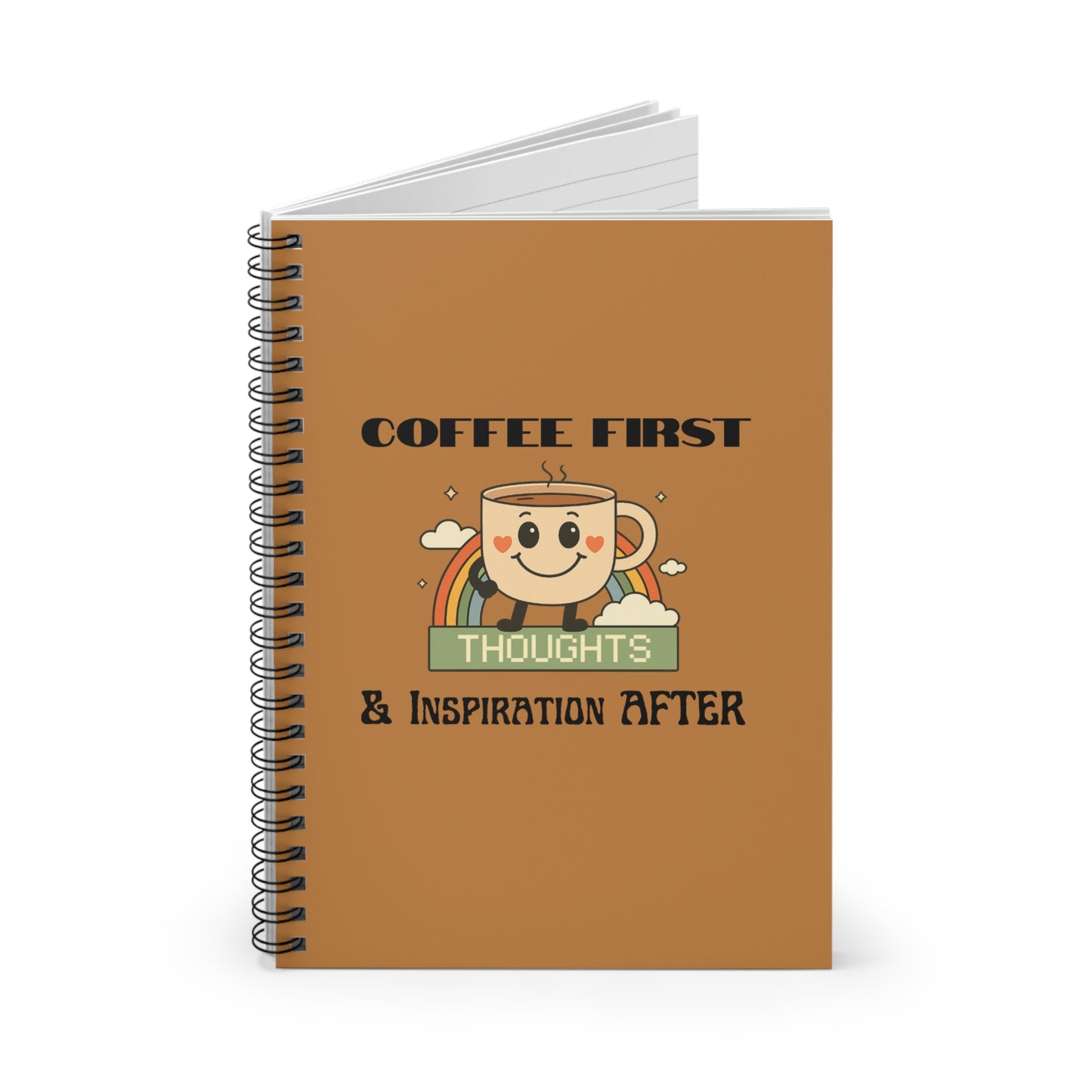 Brown Ruled Line Spiral Notebook - Coffee Quote Retro Style
