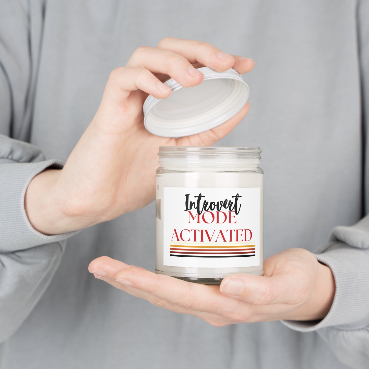 White Non-toxic Natural Soy Candle 'Introvert Mode Activated'