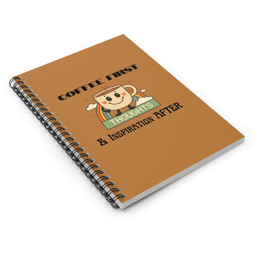Brown Ruled Line Spiral Notebook - Coffee Quote Retro Style