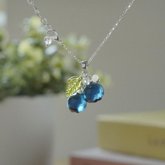 Custom Blueberry Necklace | Personalized Small Berry Cluster Fruit Necklace | Resin Art Gift
