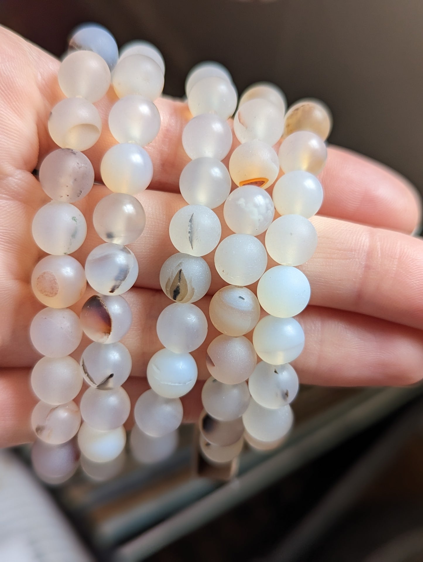 White Dendritic Agate Bracelet (Various Sizes Available)