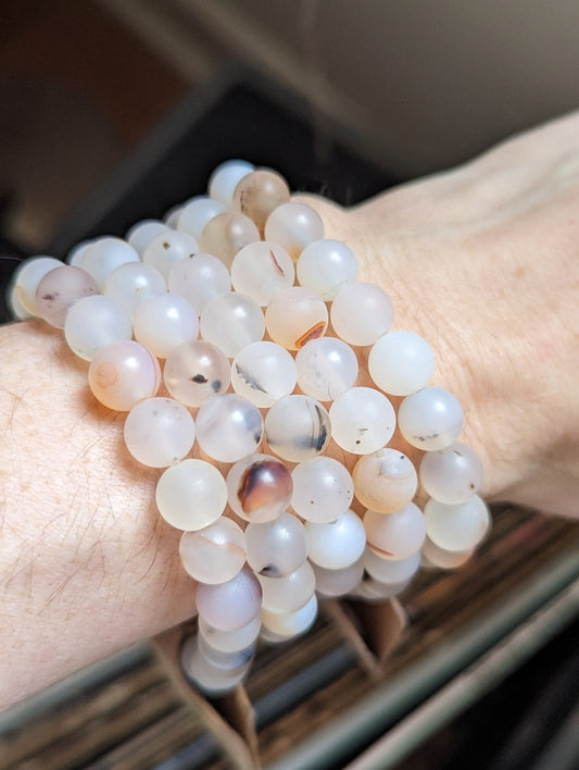White Dendritic Agate Bracelet (Various Sizes Available)