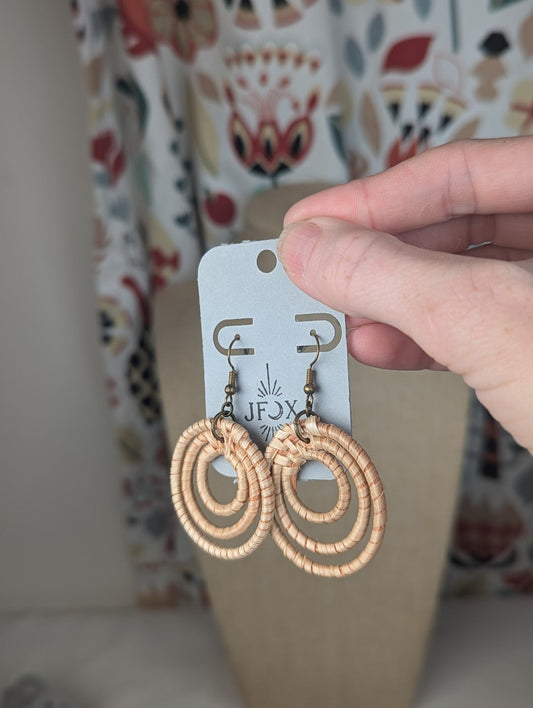 Round Rattan Statement Earrings