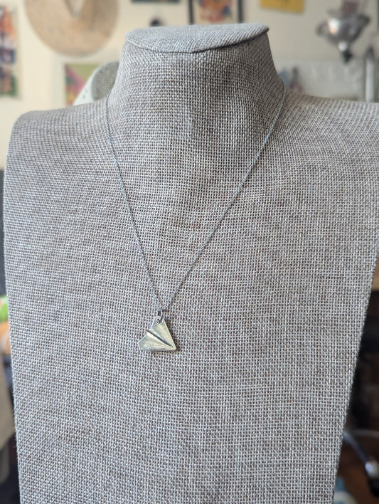 Silver Paper Airplane Necklace