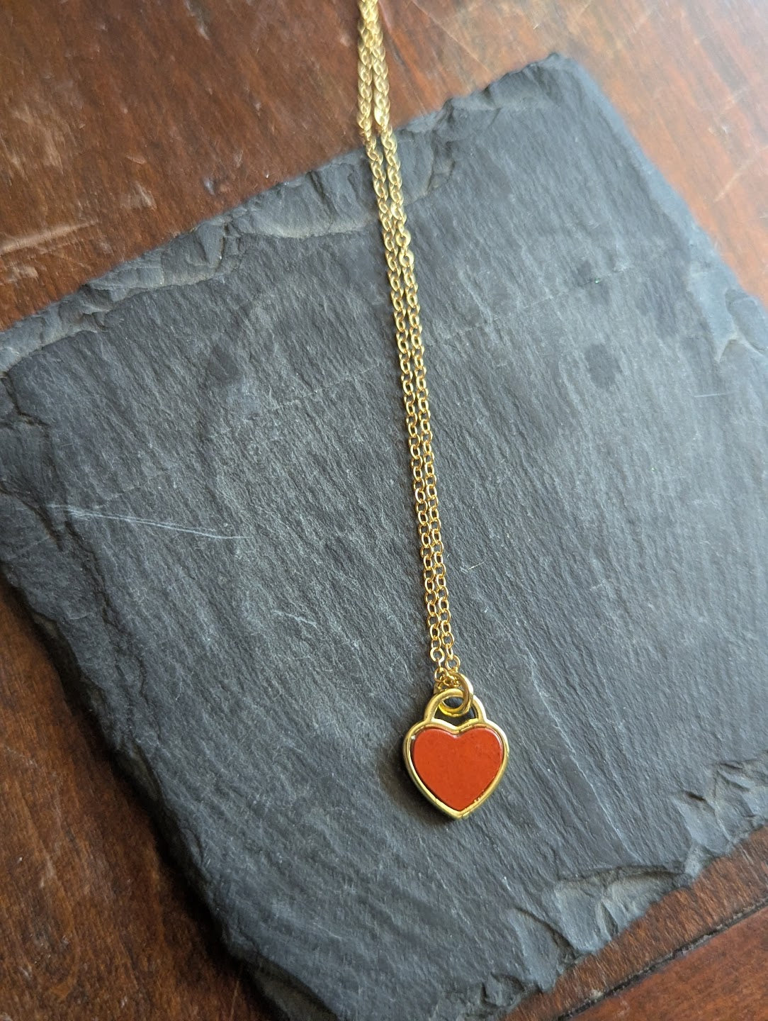 Red Jasper Heart 14KGF Necklace