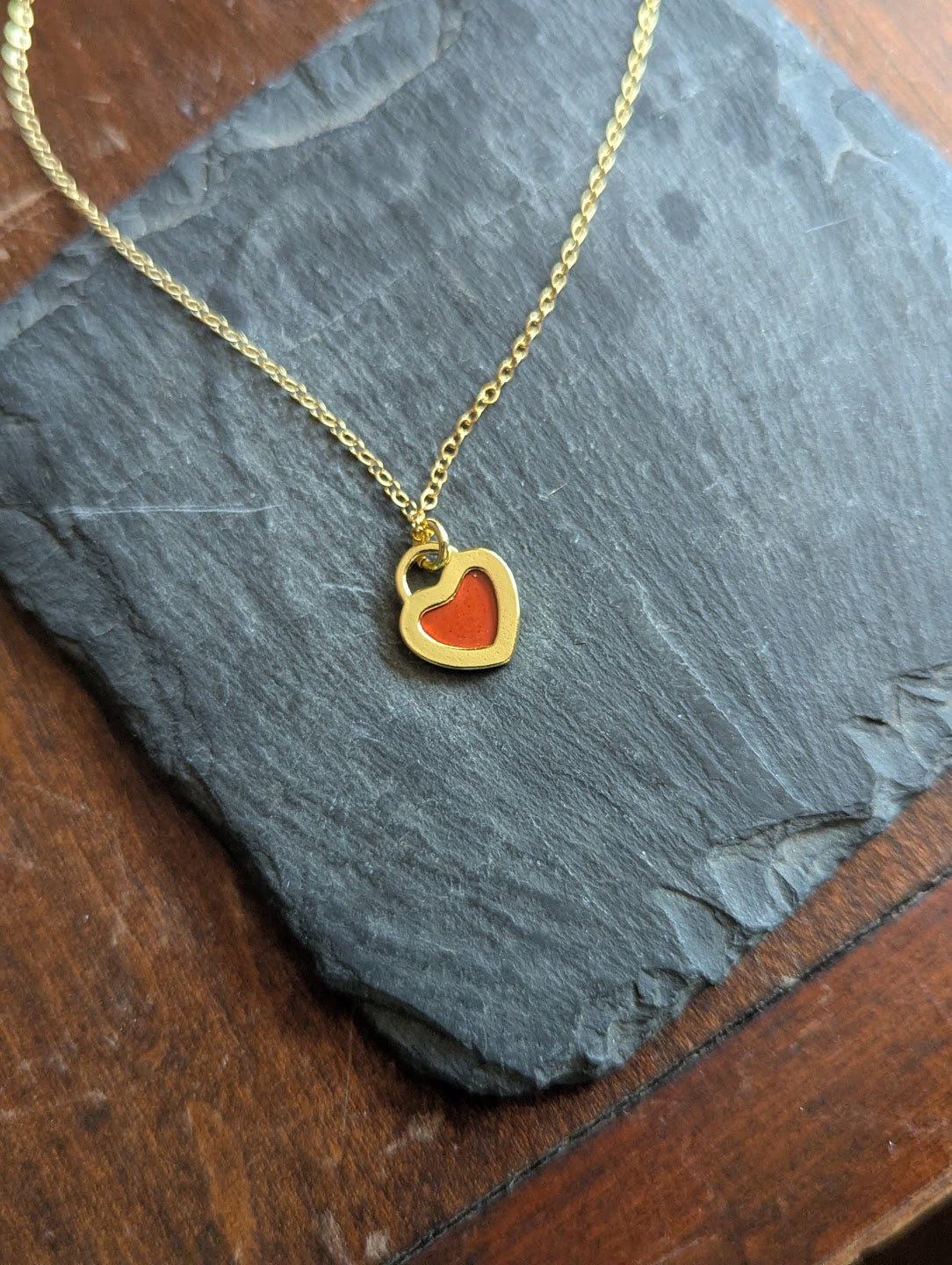 Red Jasper Heart 14KGF Necklace