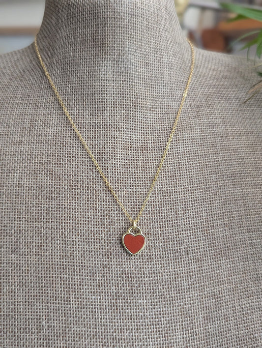 Red Jasper Heart 14KGF Necklace