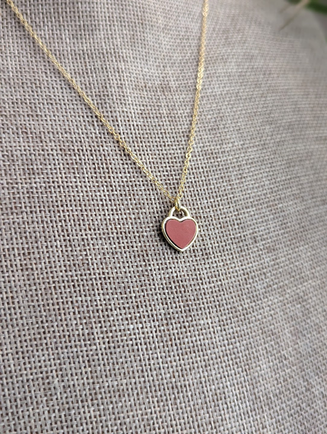 Red Jasper Heart 14KGF Necklace