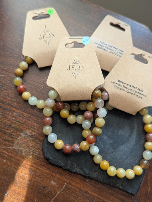 Yellow and Red Jade Bracelet (Various Sizes Available)