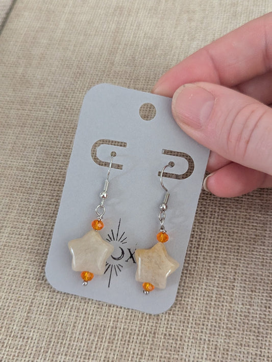Yellow Agate Star Earrings