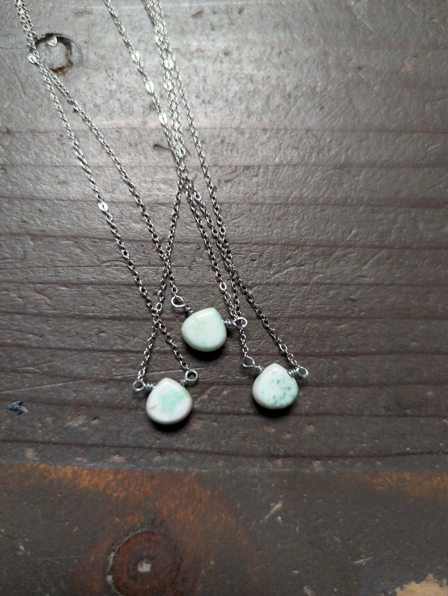 Turquoise Howlite Mini Tear Drop Pendant on Stainless