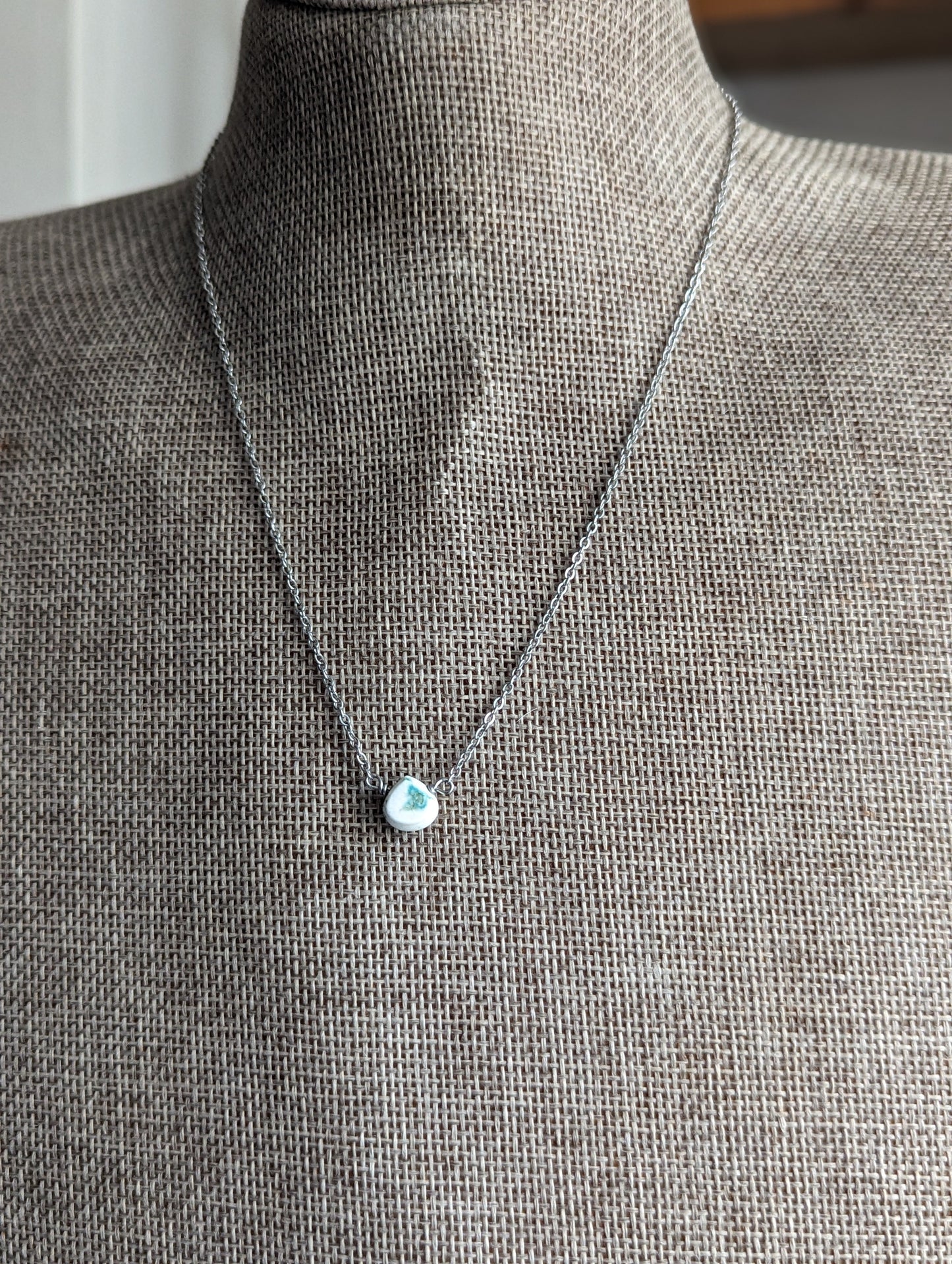 Turquoise Howlite Mini Tear Drop Pendant on Stainless