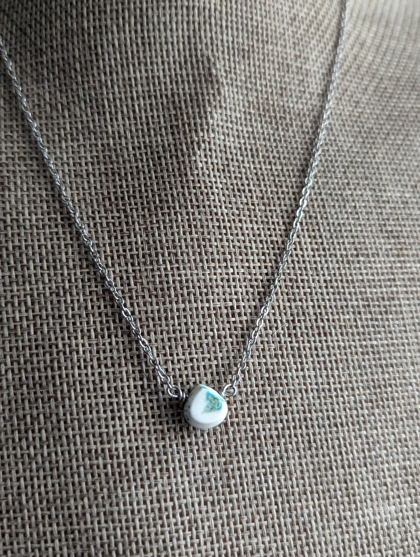 Turquoise Howlite Mini Tear Drop Pendant on Stainless