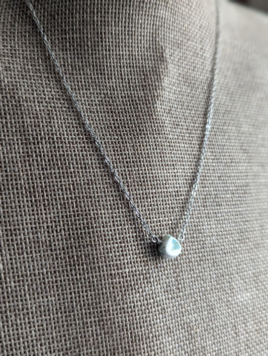 Turquoise Howlite Mini Tear Drop Pendant on Stainless
