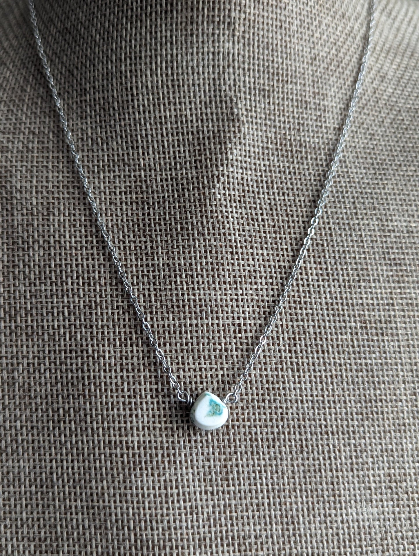 Turquoise Howlite Mini Tear Drop Pendant on Stainless