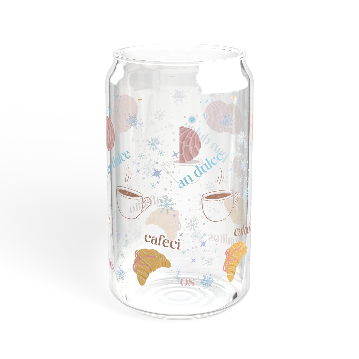 Cafecito & Pan Dulce 16oz Sipper Glass - Coffee & Pastry Lover Drinkware