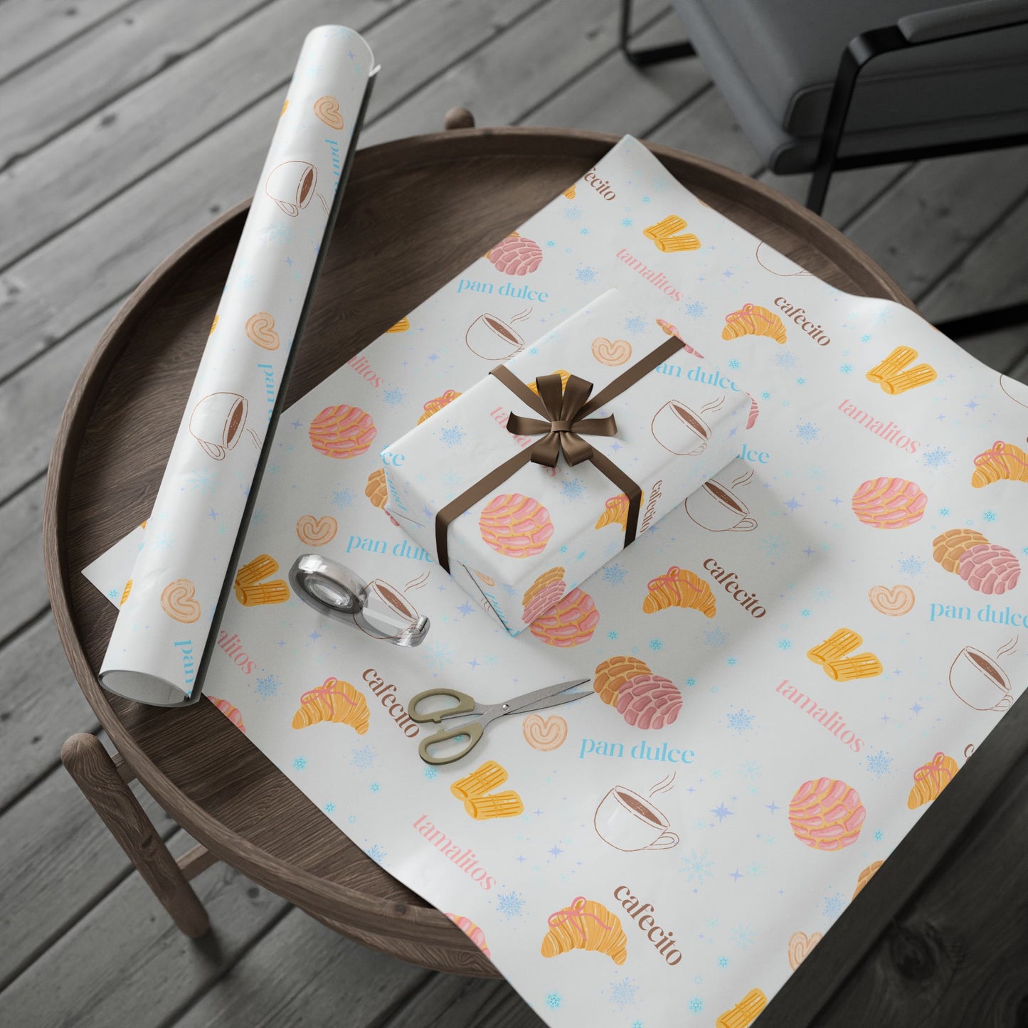 Pan Dulce & Cafecito Wrapping Paper (Glossy or Matte Finishes Available)