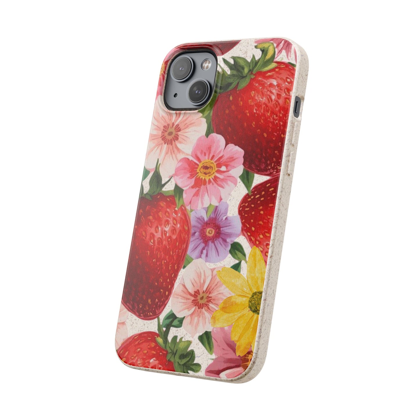 Biodegradable Phone Case - Floral Strawberries Design
