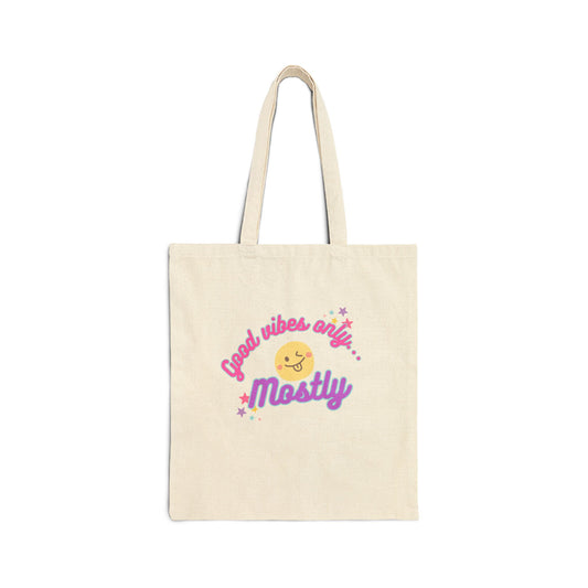 100% Cotton 'Good Vibes' Canvas Tote Bag