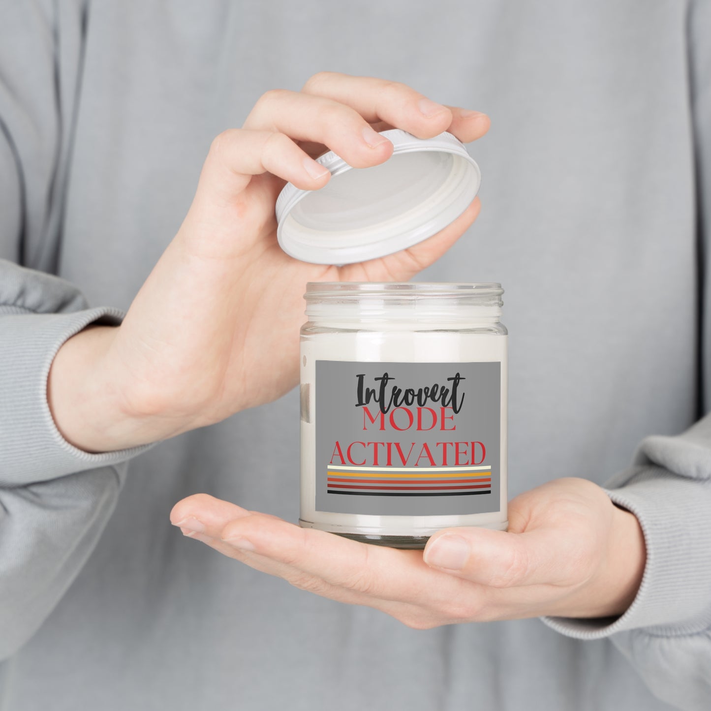 Gray Non-toxic Natural Soy Candle 'Introvert Mode Activated'