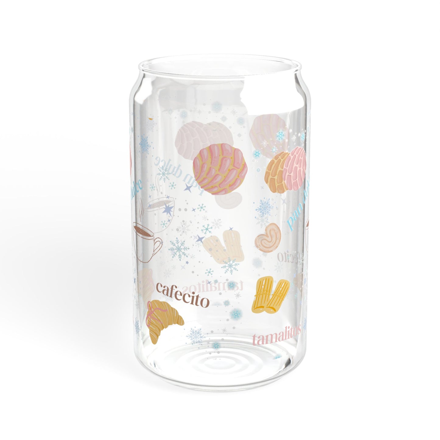 Cafecito & Pan Dulce 16oz Sipper Glass - Coffee & Pastry Lover Drinkware