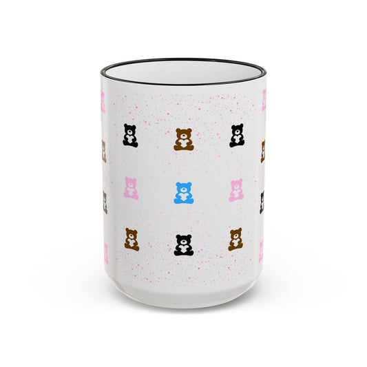 Valentine's Pastel Bear - Accent Rim & Handle Mug (11oz, 15oz)