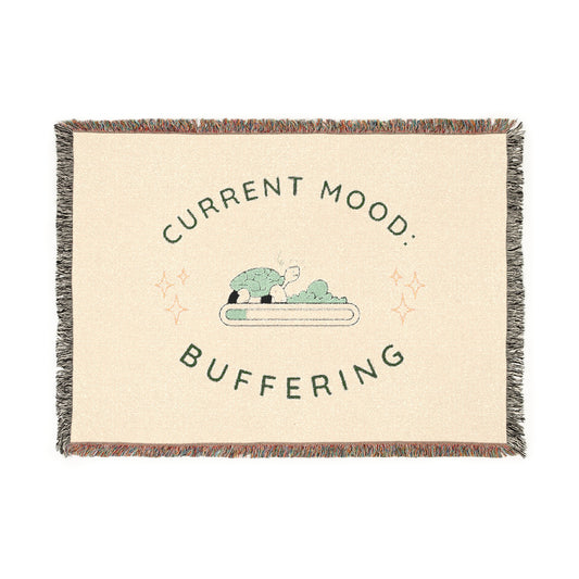 100% Cotton 'Current Mood: Buffering' Woven Blanket