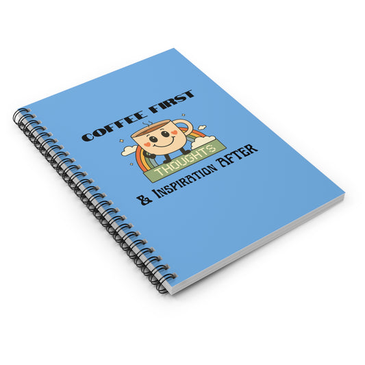 Blue Ruled Line Spiral Notebook - Coffee Quote Retro Style
