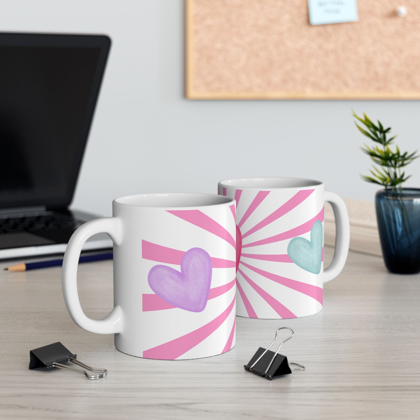 Pastel Hearts Ceramic Mug (11oz)